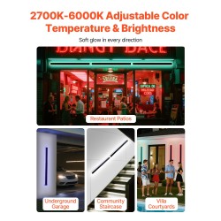 Ulkoseinävalaisin 2 kpl 1000 mm ruostumaton IP65 RGB säädettävä 2700–6000K himmennettävä kaukosäätimellä