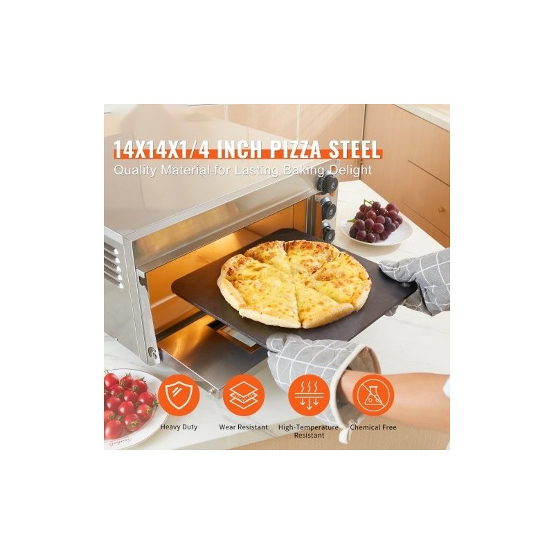 Pizzateräslevy 355 x 355 x 6 mm esimaustettu hiiliteräs uuniin ja grilliin