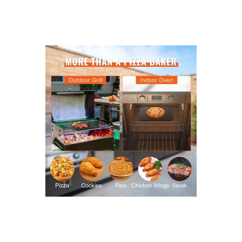 Pizzateräslevy 355 x 355 x 6 mm esimaustettu hiiliteräs uuniin ja grilliin