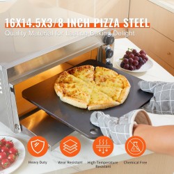 Pizzateräslevy esimaustettu hiiliteräs 406 x 368 x 10 mm uuniin ja grilliin
