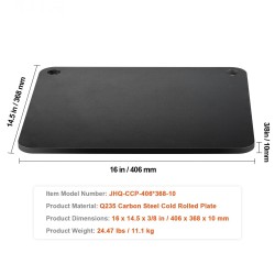 Pizzateräslevy esimaustettu hiiliteräs 406 x 368 x 10 mm uuniin ja grilliin