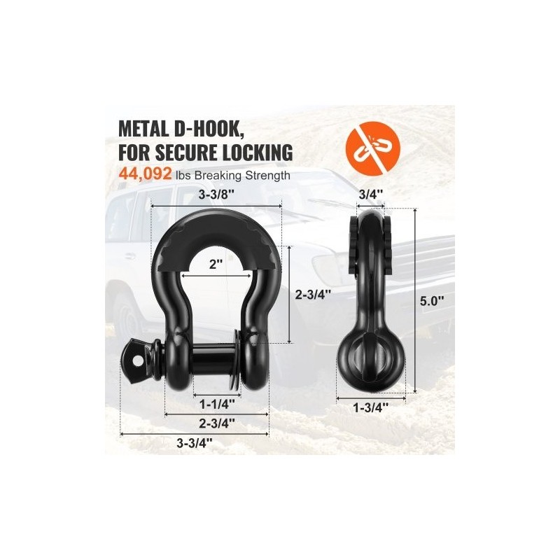 Talteenottosarja maastoajoneuvoille polyesterinen 7,6x914,4cm 13608kg 2 D-lenkkisakkelia 20000kg säilytyslaukku