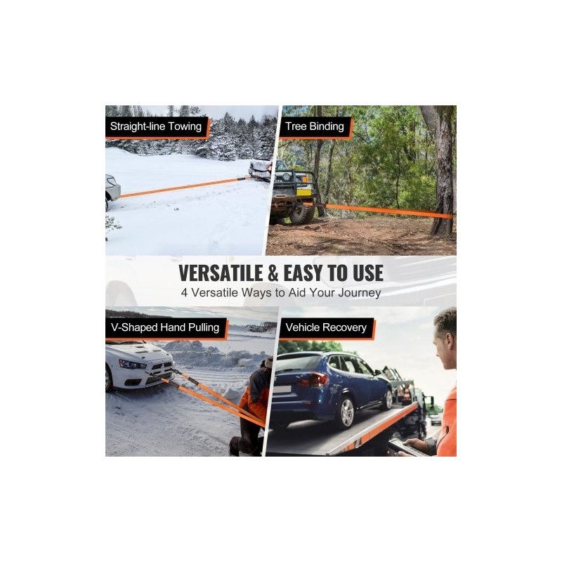 Talteenottosarja maastoajoneuvoille polyesterinen 7,6x914,4cm 13608kg 2 D-lenkkisakkelia 20000kg säilytyslaukku