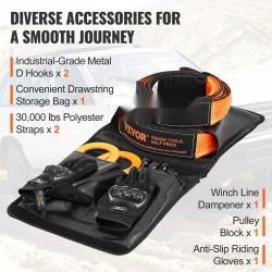 Maastoajoneuvojen talteenottosarja polyesteri hinausliina 7,6 x 914,4 cm 2 D-rengassakkelia väkipyörä