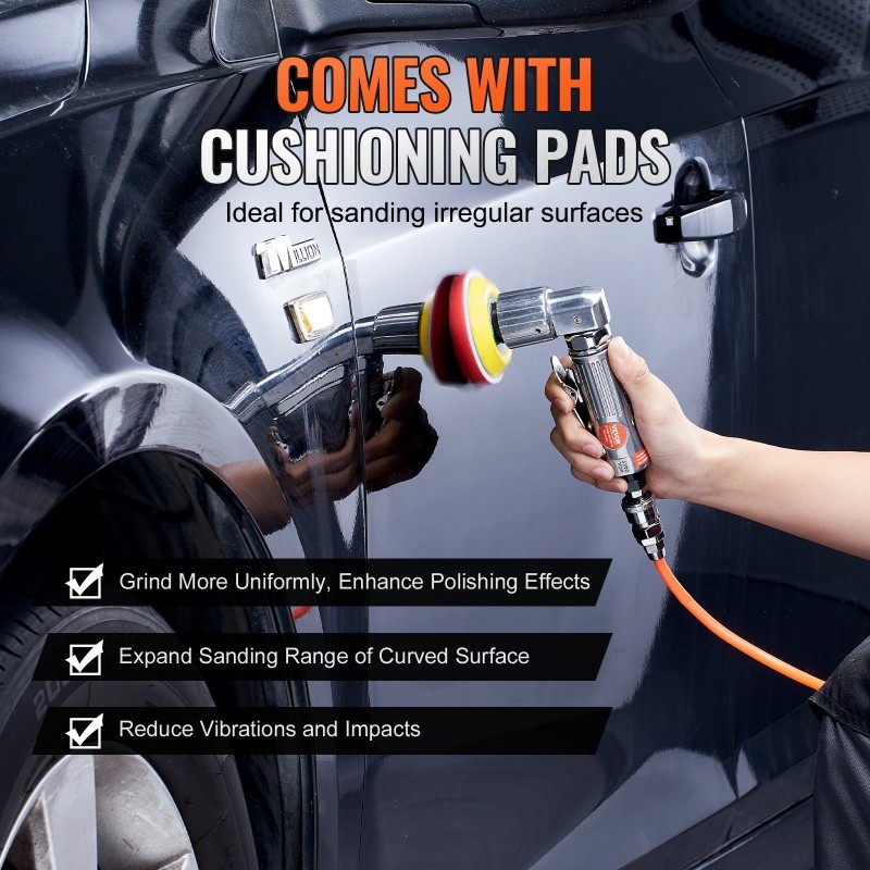 Pienikokoinen paineilma-epäkeskohiomakone alumiini 2,5 5,1 ja 7,6 cm 15000 kierrosta minuutissa 58-osainen