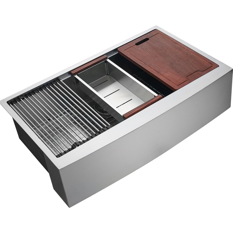 Keittiöallas 304-ruostumatonta terästä 30 tuumaa, porrastettu reuna, yksi allas, päältä asennettava