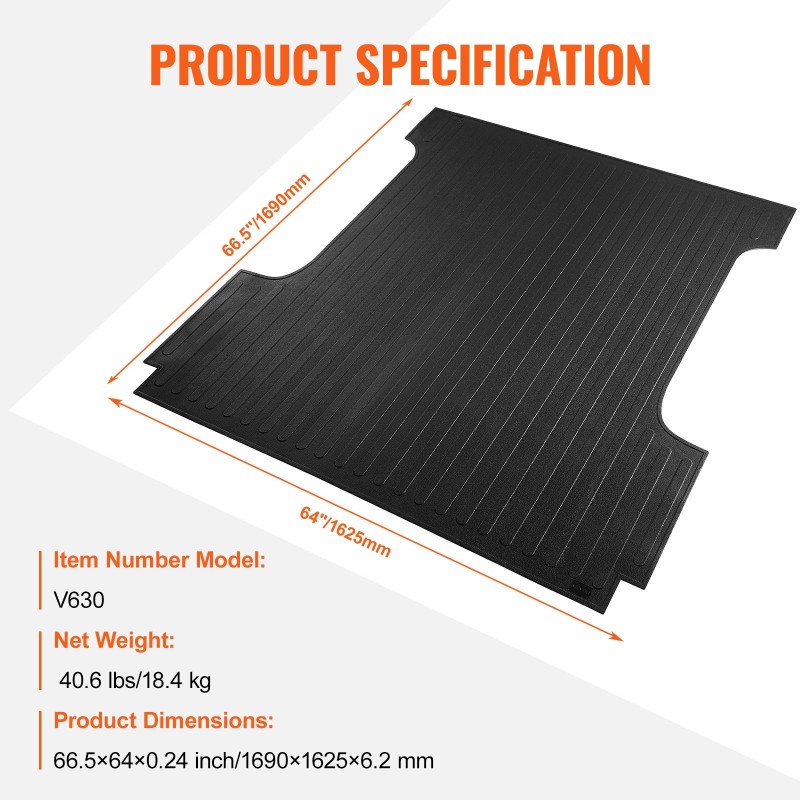 Kuminen lavamatto 6,2 mm paksu sopii Ford F150 2015–2023 lyhyt lava