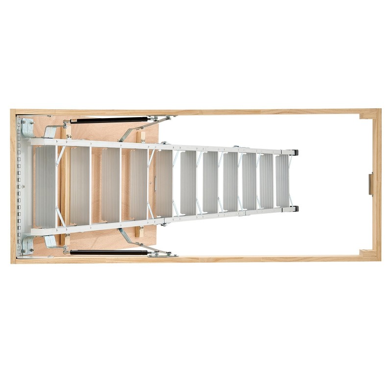 Ullakontikkaat alumiinirunko puuluukku taitettava 170 kg kantavuus säädettävä korkeus 3–3,13 m