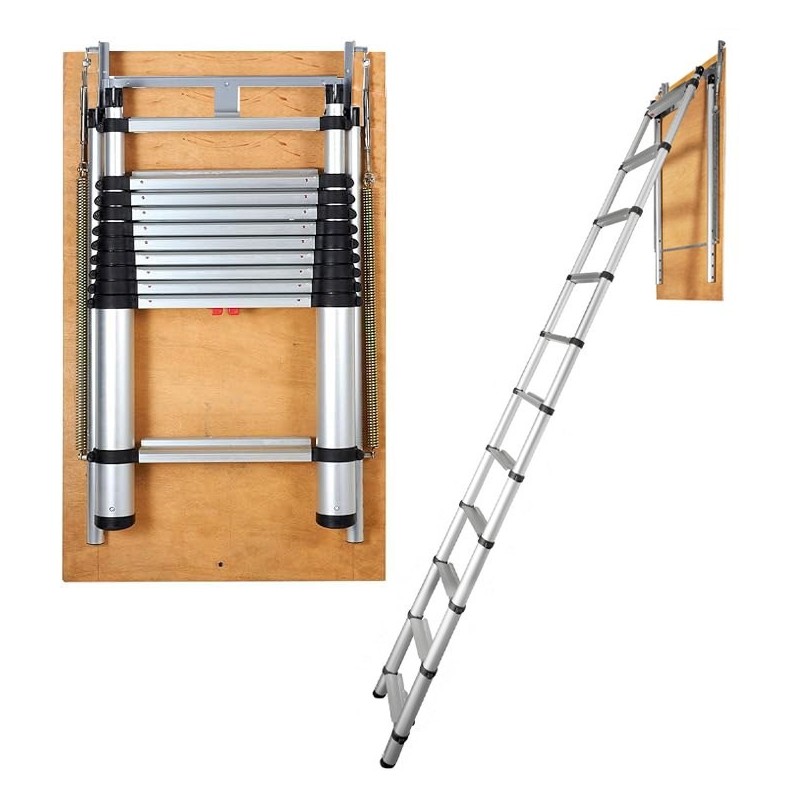 Vinttitikas alumiinirunkoinen teleskooppinen 158,8 kg kantavuus 100x60 cm aukko 3–3,2 m kattokorkeuksiin