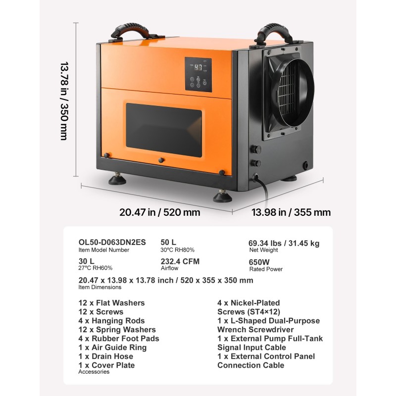 Teollisuusluokan ilmankuivain sinkitty teräsrunko 50 litraa kellariin varastoon siirrettävä