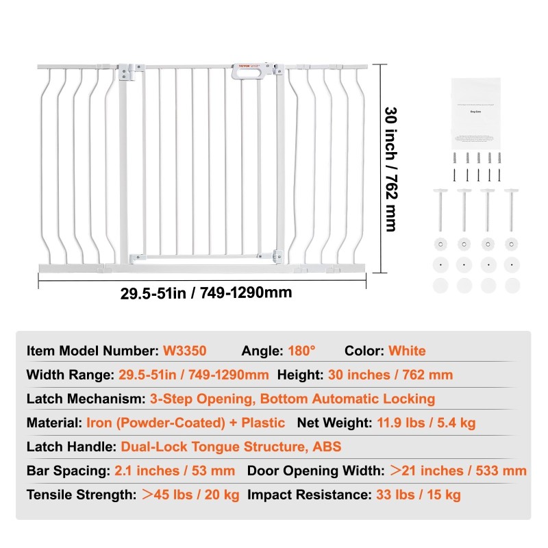 Turvaportti rauta ja muovi leveys 75–129 cm korkeus 76 cm portaikkoihin oviaukkoihin