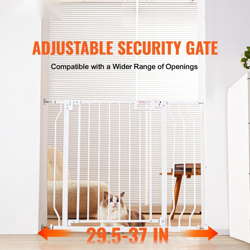 Turvaportti rautarunko ja muovi 749–990mm leveä 762mm korkea valkoinen paine- ja seinäkiinnityssarja