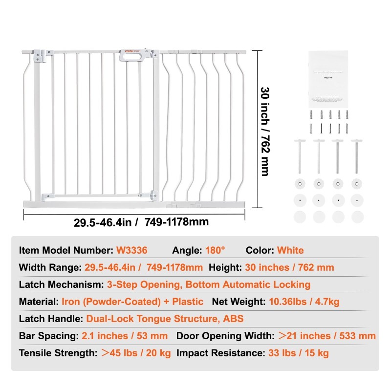 Turvaportti valkoinen rauta ja muovi 74,9–122,9 senttimetriä 76,2 senttimetriä lapsille ja lemmikeille