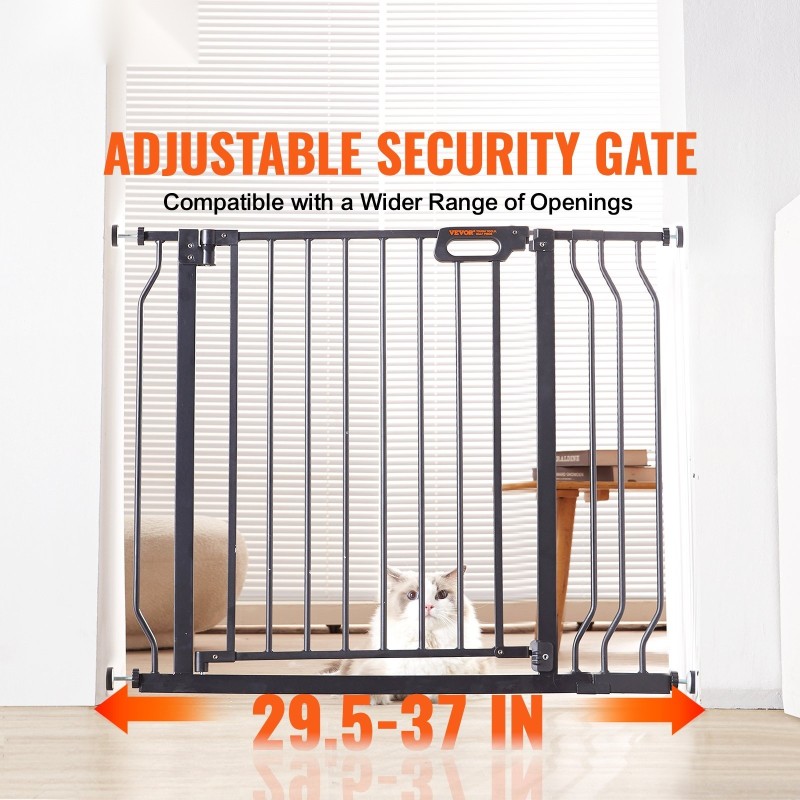 Turvaportti rautainen ja muovinen säädettävä leveys 749–990 mm korkeus 762 mm musta