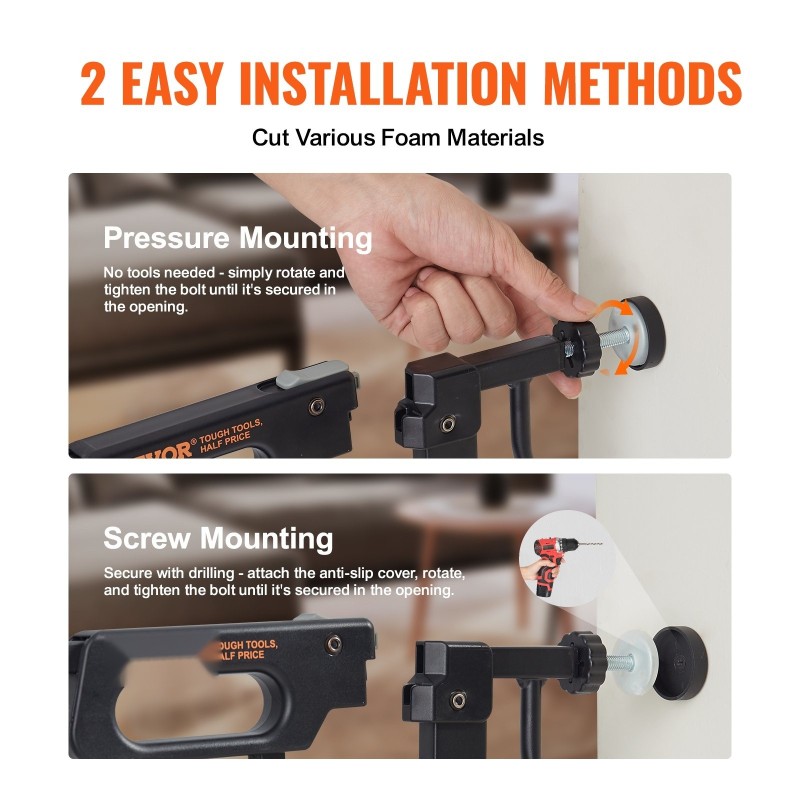 Turvaportti rautaa ja muovia säädettävä leveys 749–1417 mm korkeus 762 mm