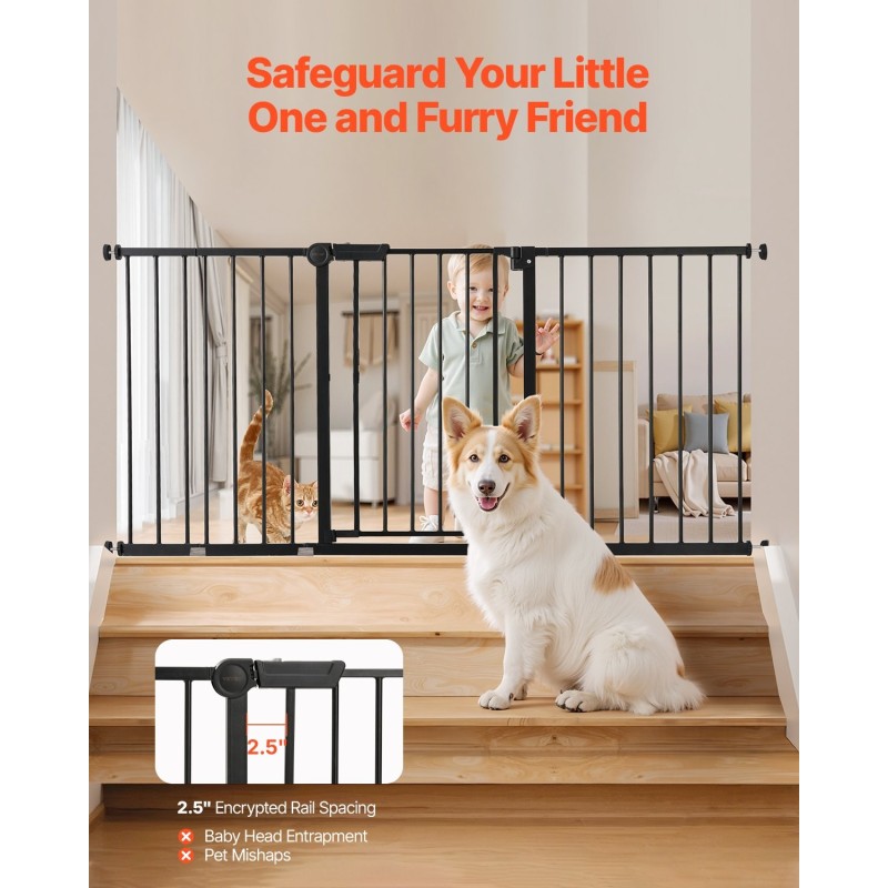 Turvaportti 154–161 senttimetriä leveä 76 senttimetriä korkea painekiinnitys yhdellä kädellä avattava musta