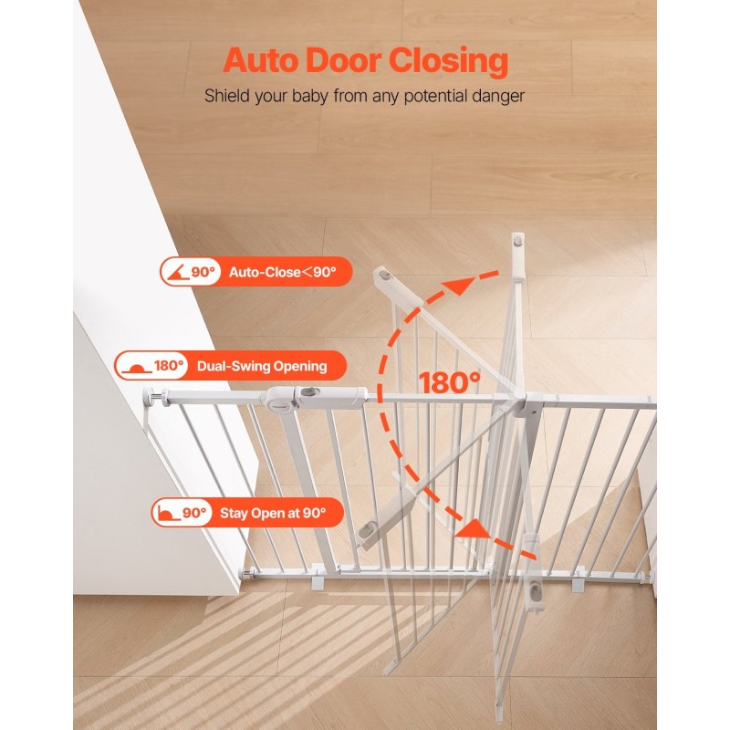 Turvaportti lapsille ja lemmikeille 65–122 cm leveys 91 cm korkeus painekiinnitys valkoinen