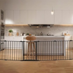 Turvaportti 8 paneelia 487 cm leveä 71 cm korkea musta taitettava