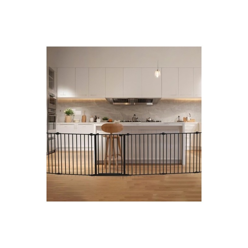 Turvaportti 8 paneelia 487 cm leveä 71 cm korkea musta taitettava