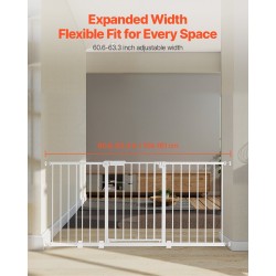 Turvaportti painekiinnityksellä valkoinen säädettävä 154–161 cm 76 cm korkea lapsille ja lemmikeille