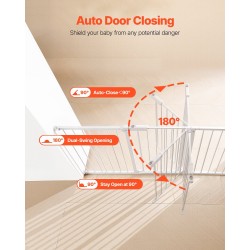 Turvaportti painekiinnityksellä valkoinen säädettävä 154–161 cm 76 cm korkea lapsille ja lemmikeille