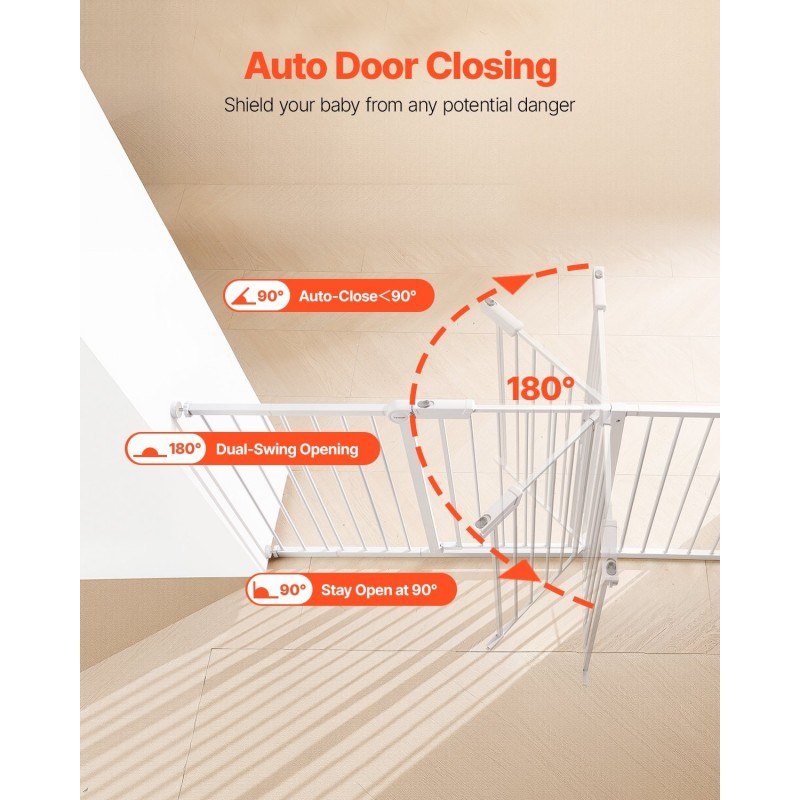 Turvaportti painekiinnityksellä valkoinen säädettävä 154–161 cm 76 cm korkea lapsille ja lemmikeille