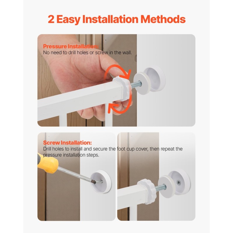 Turvaportti painekiinnityksellä valkoinen säädettävä 154–161 cm 76 cm korkea lapsille ja lemmikeille