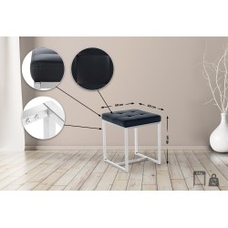 Monikäyttöinen pehmustettu istuinjakkara yhdistettävällä teräsrungolla