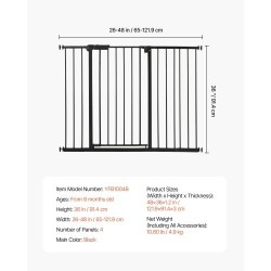 Turvaportti säädettävä leveys 65–122 cm korkeus 91 cm musta yhdellä kädellä avattava