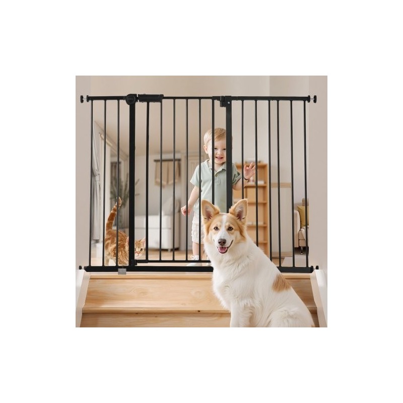 Turvaportti säädettävä leveys 65–122 cm korkeus 91 cm musta yhdellä kädellä avattava