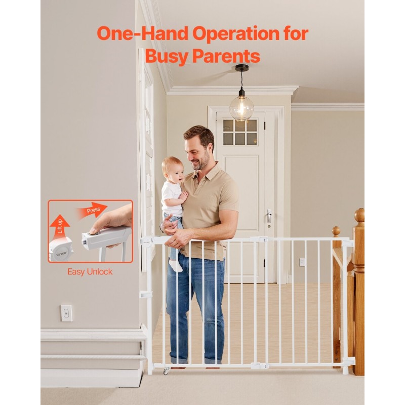 Turvaportti säädettävä leveys 75–109 cm korkeus 71 cm ei kynnystankoa valkoinen