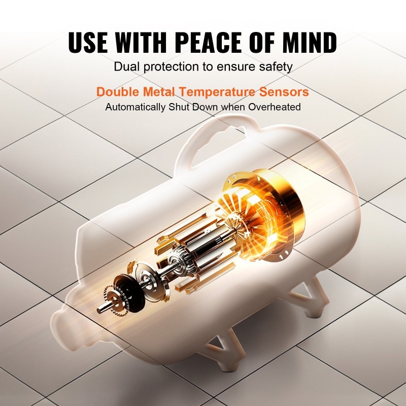 Lemmikkikuivain 2000W musta kotikäyttöön säädettävä lämpötila ja nopeus 4 suutinta