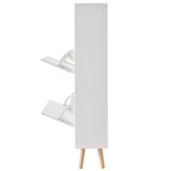 Kenkäkaappi tekninen puu ja massiivipuu kapea kaksi alas taittuvaa laatikkoa yläosan säilytyslokerolla