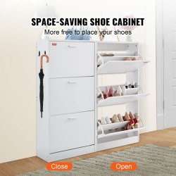 Kenkäkaappi P2-luokan lastulevystä kolmella ylös kääntyvällä laatikolla ja sivukoukuilla eteiseen