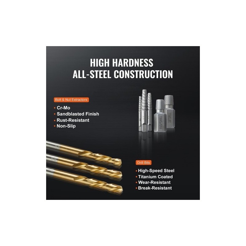 Pultinpoistosarja 35 osaa kromimolybdeeniteräksestä valmistetut ruuvinpoistajat 16 titaanipinnoitettua pikateräs poranterää