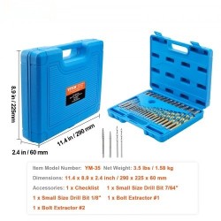 Pultinpoistosarja 35 osaa kromimolybdeeniteräksestä valmistetut ruuvinpoistajat 16 titaanipinnoitettua pikateräs poranterää