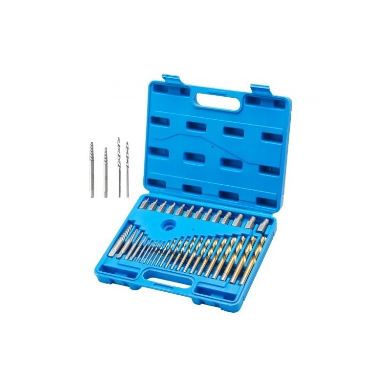 Pultinpoistosarja 35 osaa kromimolybdeeniteräksestä valmistetut ruuvinpoistajat 16 titaanipinnoitettua pikateräs poranterää