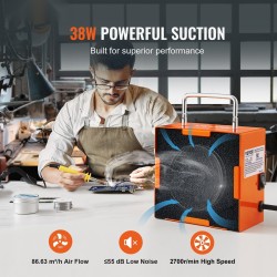 Pöytämallinen 38-wattinen savunpoistaja antistaattinen metallirunko kolmikerroksinen aktiivihiilisuodatin juotostöihin