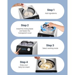 Automaattinen jäätelökone kotikäyttöön 1,9 l ruostumaton teräs neljä toimintatilaa