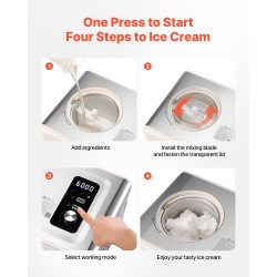 Automaattinen jäätelökone sisäänrakennetulla kompressorilla 2 l 3 toimintatilaa ilman esipakastusta ruostumatonta terästä