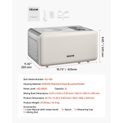 Automaattinen jäätelökone sisäänrakennetulla kompressorilla 2 l 3 toimintatilaa ilman esipakastusta ruostumatonta terästä