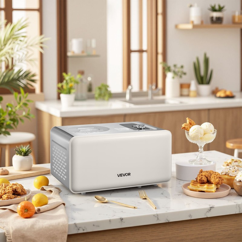 Automaattinen jäätelökone sisäänrakennetulla kompressorilla 2 l 3 toimintatilaa ilman esipakastusta ruostumatonta terästä