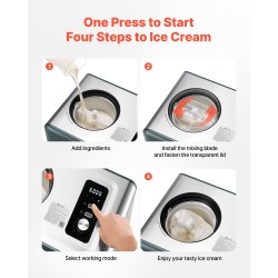 Automaattinen jäätelökone sisäänrakennetulla kompressorilla 1,5 l ruostumattomasta teräksestä kolmella toimintatilalla