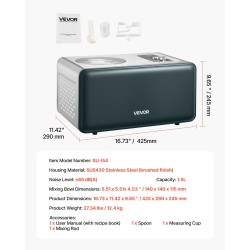 Automaattinen jäätelökone sisäänrakennetulla kompressorilla 1,5 l ruostumattomasta teräksestä kolmella toimintatilalla