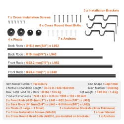 Kaksoisverhotanko teräs säädettävä 920–1830 mm mattamusta 1 ja 3/4 tuuman halkaisija