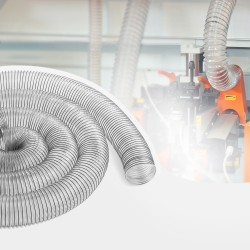 Pölynpoistoletku PVC-muovinen paksunnettu 100 mm x 6,1 m teräslankavahvistettu läpinäkyvä