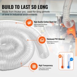 PVC-muovinen puruletku 63 mm x 3050 mm hiiliteräskierrolla 4 ruostumatonta kiristintä