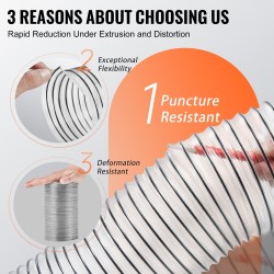 PVC pölynpoistoletku 100 mm 15,24 m paksunnettu teräslankakierre 4 kiristintä puuntyöstökoneisiin