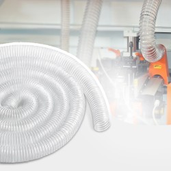 Pölynpoistoletku PVC 63 mm 6,1 m läpinäkyvä hiiliteräskierre 4 kpl 304 kiristimiä