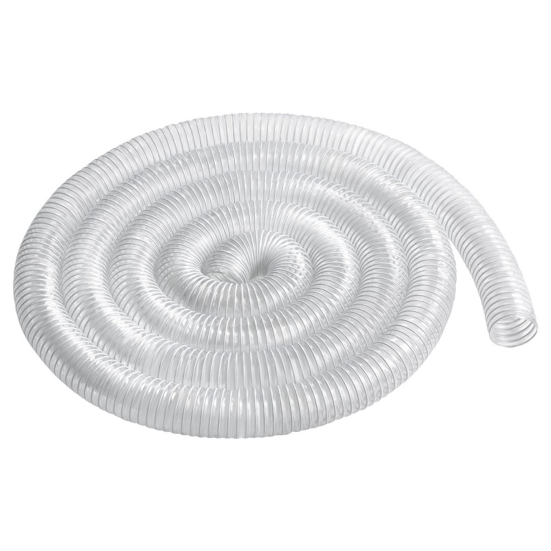 Pölynpoistoletku PVC 63 mm 6,1 m läpinäkyvä hiiliteräskierre 4 kpl 304 kiristimiä